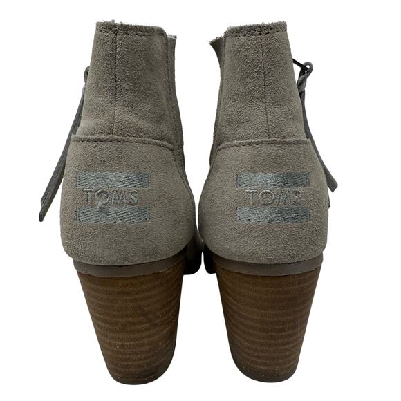 TOMS Women's Suede Peep-Toe Block-Heel Booties US W 5.5 — Gently Used - Picture 6 of 8